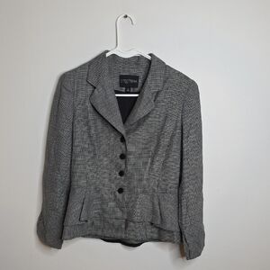 Etcetera Women's Black and White Checkered Peplum Blazer Size 6